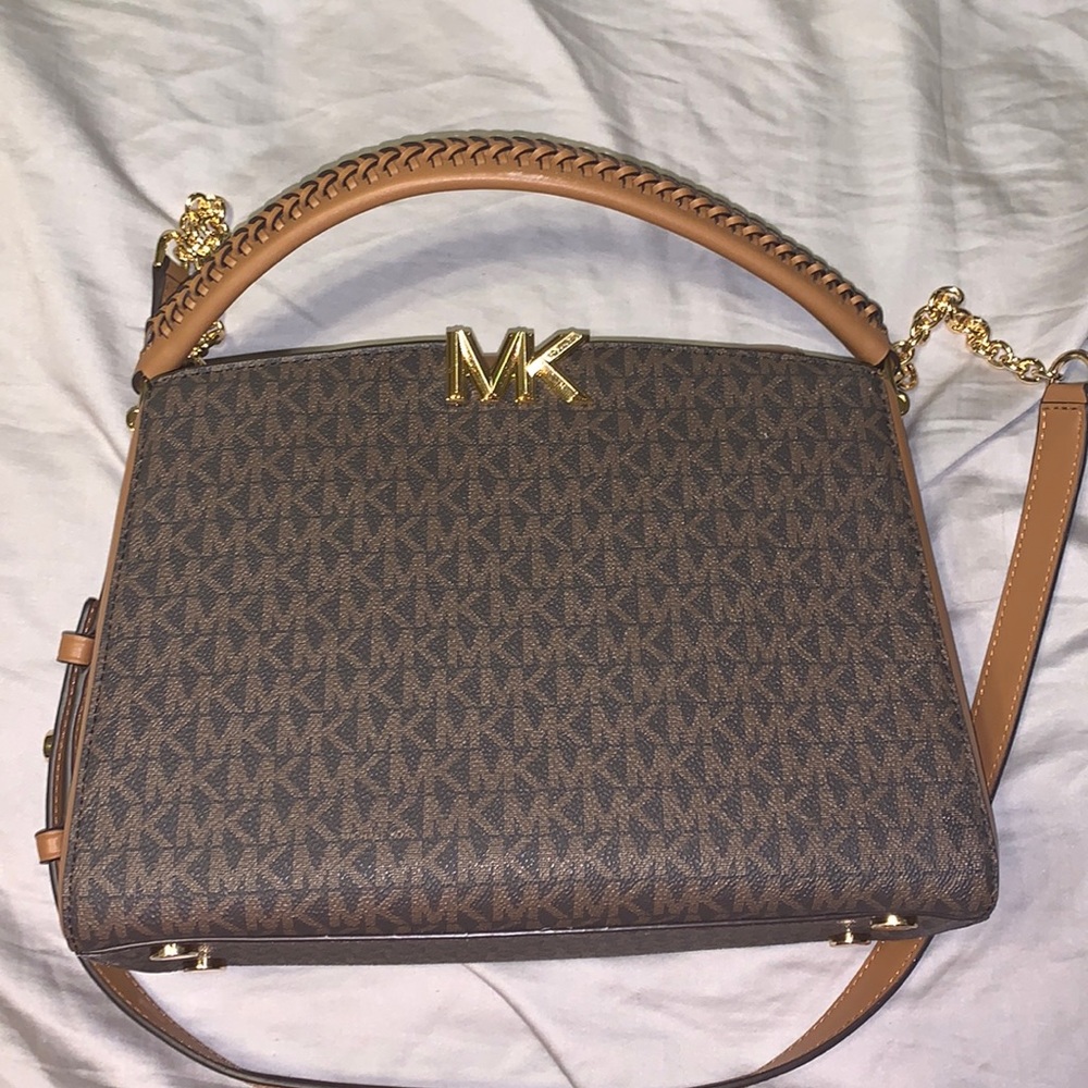 Michael Kors Karlie Medium Logo and Embossed Leather Satchel NWOT